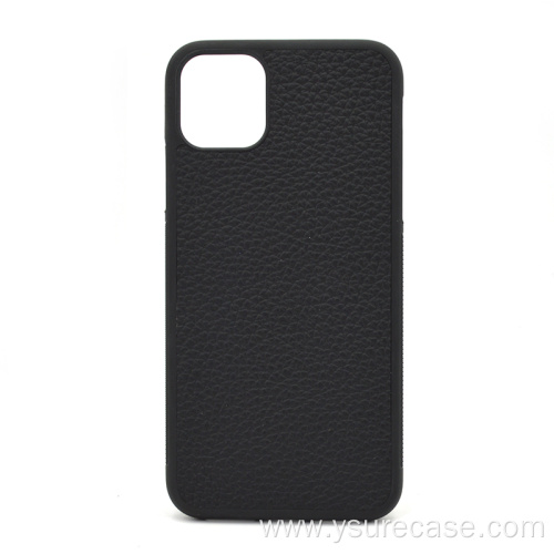 Modern Stylish Black Pebble Leather Phone Case With